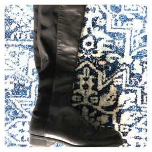 50/50 Leather/Gabardine Over-the-Knee Boots